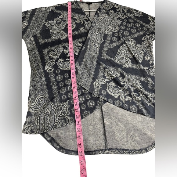 HANNAH Paisley Print Grey Open Front Knitted Cardigan Sweater Size L - Picture 9 of 10